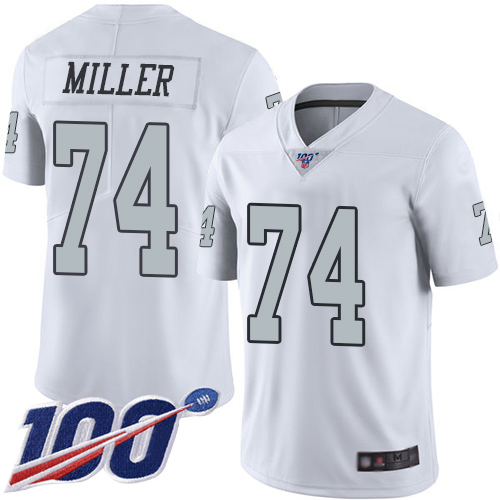 Men Oakland Raiders Limited White Kolton Miller Jersey NFL Football #74 100th Season Rush Vapor Jersey->oakland raiders->NFL Jersey